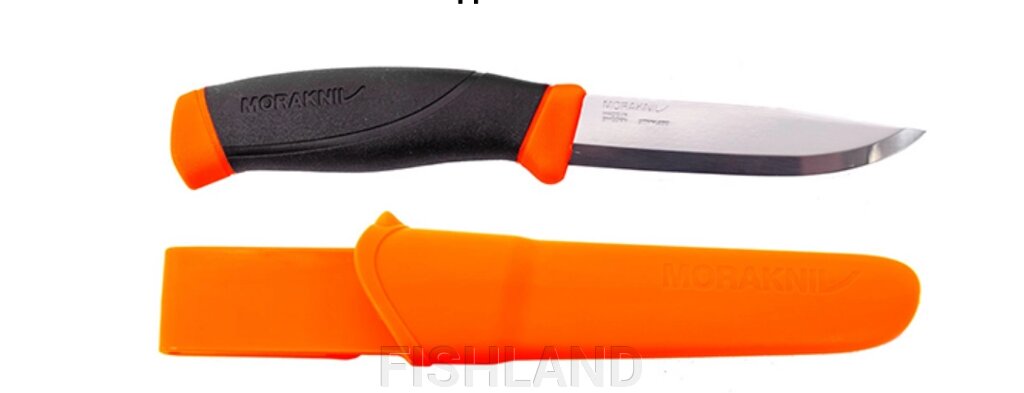 Нож Morakniv Companion HI-VIS ORANGE - клинок (SS): длина-10,4см, толщина-2,5мм / рукоять: TPE от компании FISHLAND - фото 1