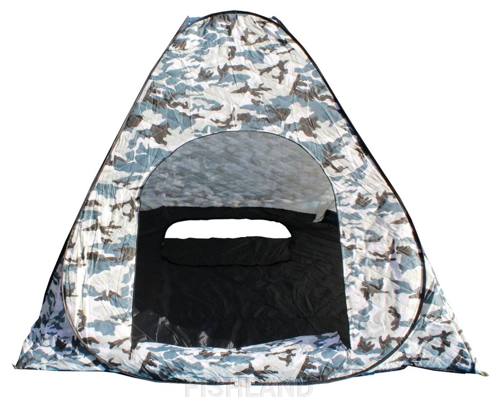 Палатка-автомат 2,0х2,0х1,7(1,55) м, КМФ белый утепленная, пол расстегивается, двойная ткань от компании FISHLAND - фото 1