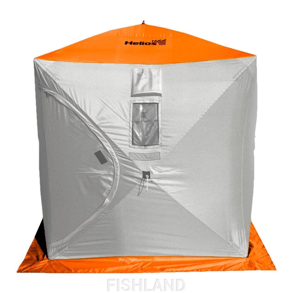 Палатка зимняя Куб 1,5х1,5 orange lumi/gray Helios от компании FISHLAND - фото 1