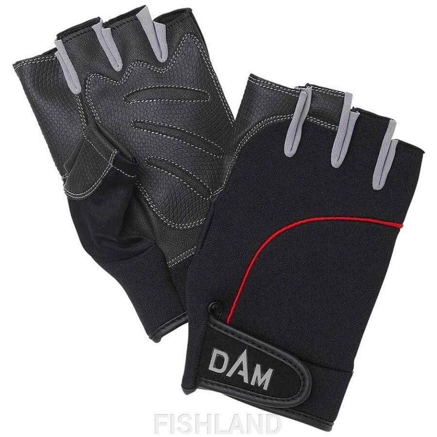 Перчатки DAM Windproof Half Finger M black от компании FISHLAND - фото 1