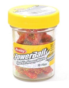 Мягкая приманка Berkley Power Bait Worm # Red/Scales Sparkle Honey Worm (червь)