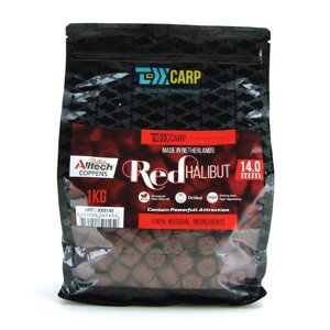 Пеллетс TEXX Carp Coppens Drilled 14mm, Red Halibut, 1kg