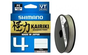 Леска плетёная Shimano Kairiki 4 PE 150 м серая 0.16 мм 8.1 кг