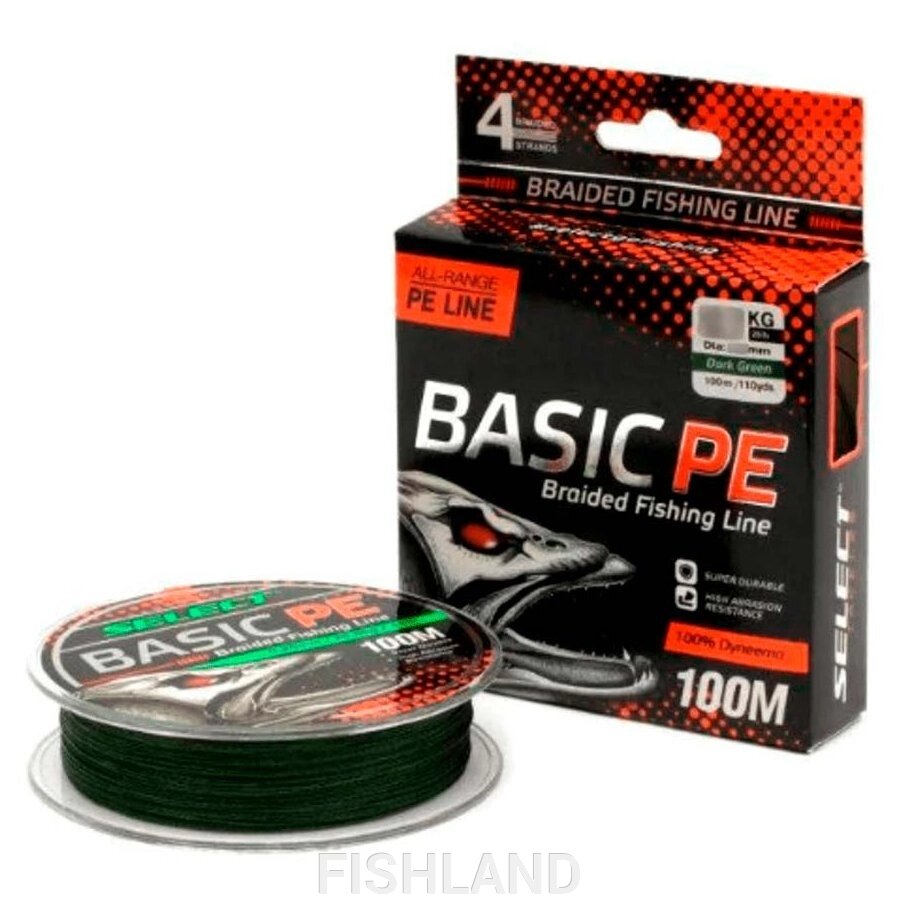 Плетенка Select Basic PE100m#(dark green)0.10mm 10LB/4.8kg от компании FISHLAND - фото 1