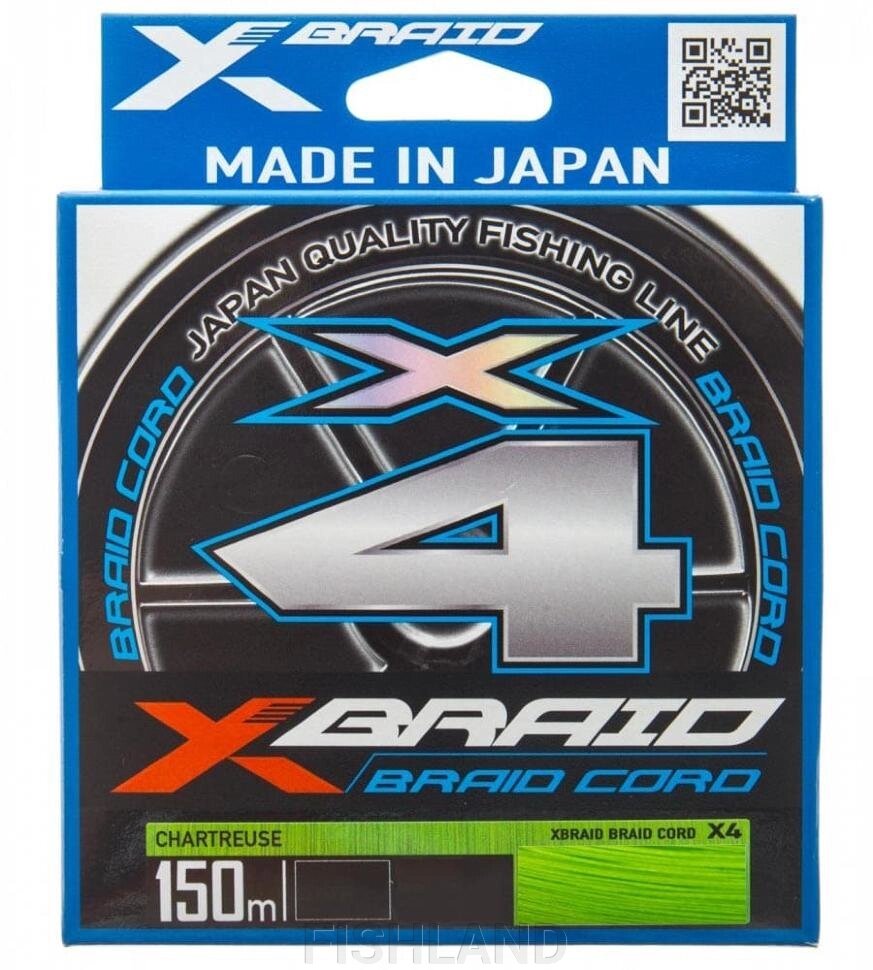 Плетенка X-BRAID BRAID CORD X4 150m# 0.4PE 0.104mm от компании FISHLAND - фото 1