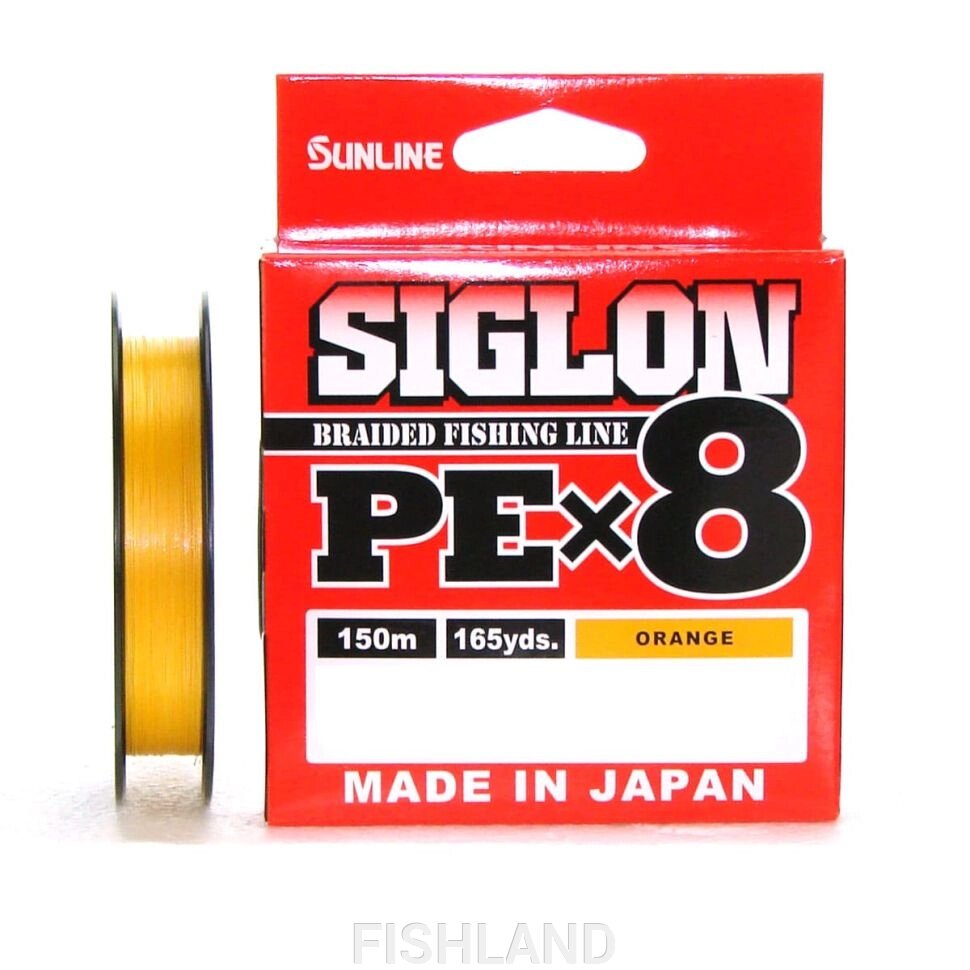 Плетеный шнур Sunline Siglon PE8 150m (OR) 35LB, 2PE, 15.5kg, Orange от компании FISHLAND - фото 1