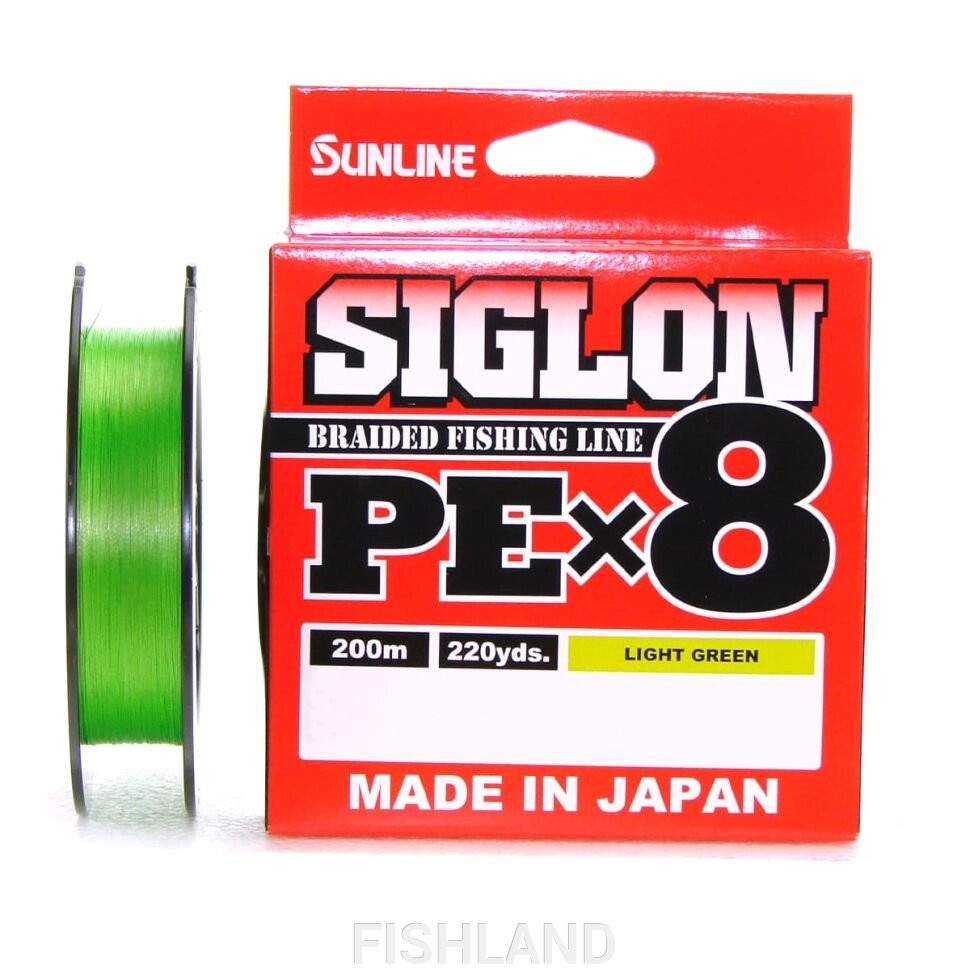 Плетеный шнур Sunline Siglon PE8 200m (LG) 16LB, 1PE, 7.7kg, Light Green от компании FISHLAND - фото 1
