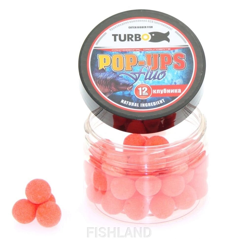 Поп-апы TURBO 12mm#, красный, клубника - 40 шт от компании FISHLAND - фото 1