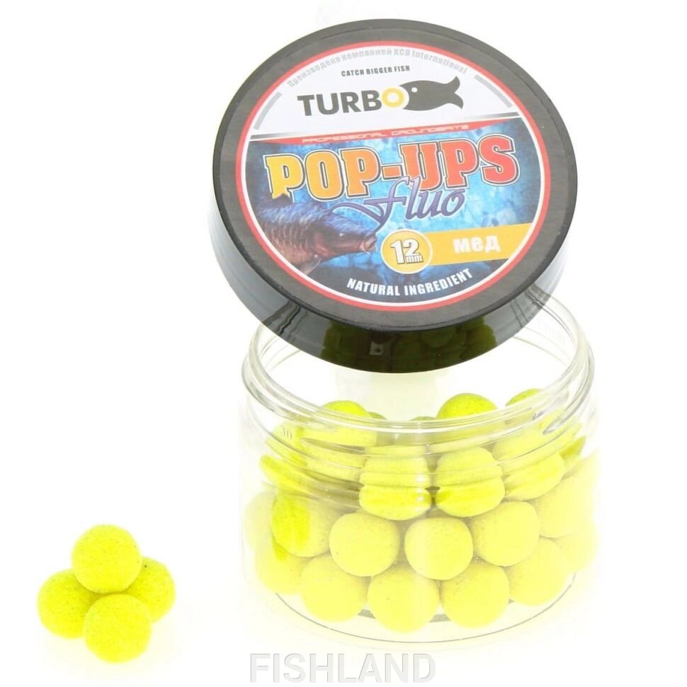 Поп-апы TURBO 12mm#, желтый, Мед - 40 шт от компании FISHLAND - фото 1