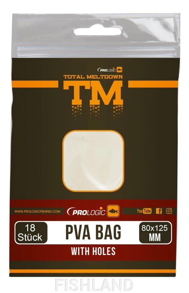 PROLOGIC TM PVA Bag W/Holes 18pcs 80X125mm от компании FISHLAND - фото 1