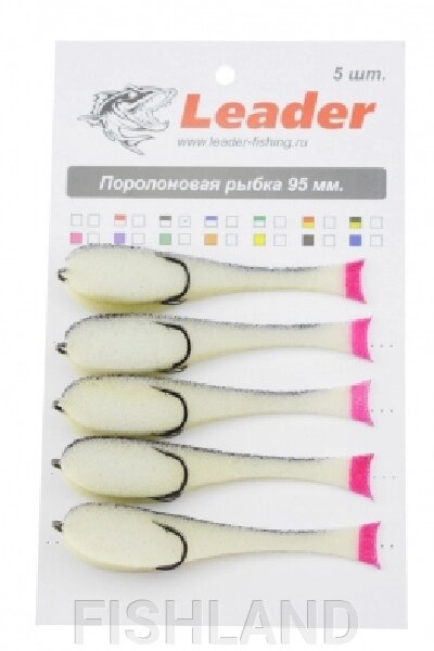 Рыбка поролоновая Leader 95мм (бело-черная) от компании FISHLAND - фото 1