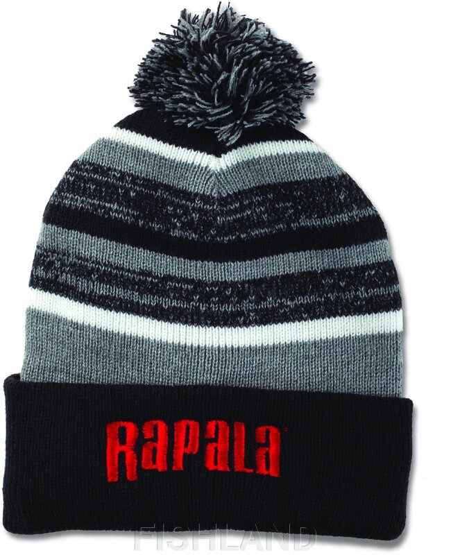 Шапка RAPALA с помпоном - черная с красным логотипом от компании FISHLAND - фото 1