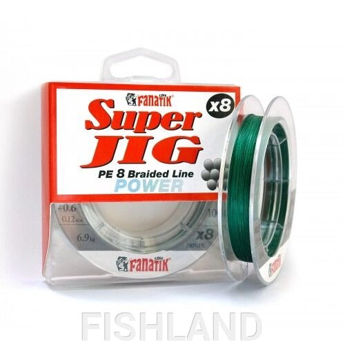 Шнур FANATIK Super Jig PE X8 100м.(#0,4)  0,10мм. GREEN от компании FISHLAND - фото 1
