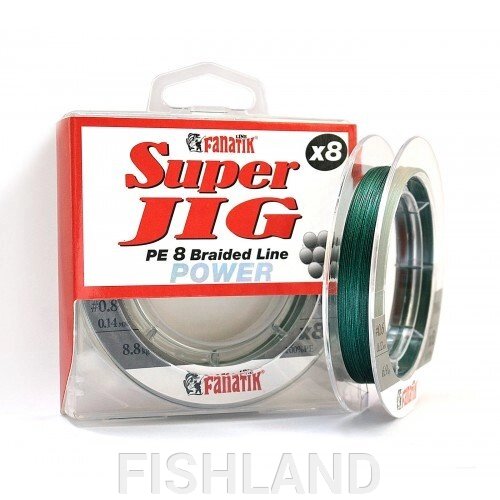 Шнур FANATIK Super Jig PE X8 100м.(#0,8)  0,14мм. GREEN от компании FISHLAND - фото 1