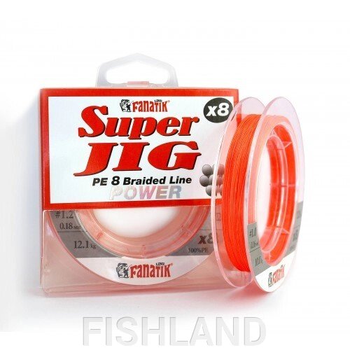 Шнур FANATIK Super Jig PE X8 120 м.(#1,2) 0,18мм. ORANGE от компании FISHLAND - фото 1