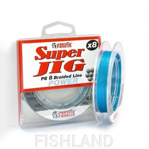 Шнур FANATIK Super Jig PE X8 75м.(#0,4)  0,10мм. BLUE от компании FISHLAND - фото 1