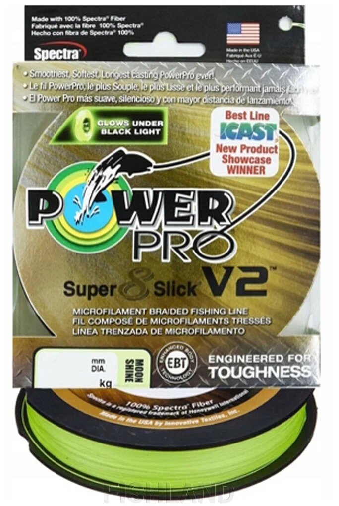 Шнур Power Pro Super 8 Slick V2 (Moon Shine) 135m 0.19mm 33lb/15.0kg от компании FISHLAND - фото 1