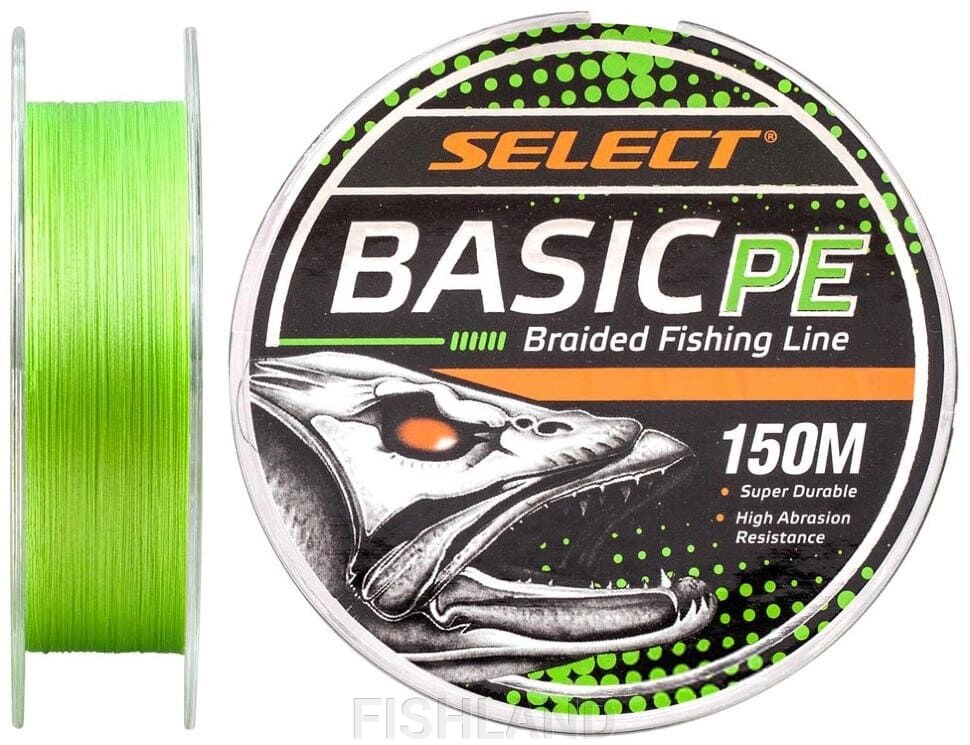 Шнур Select Basic PE 150m, l. green, 0.5PE, 0.08mm 8LB/4kg от компании FISHLAND - фото 1