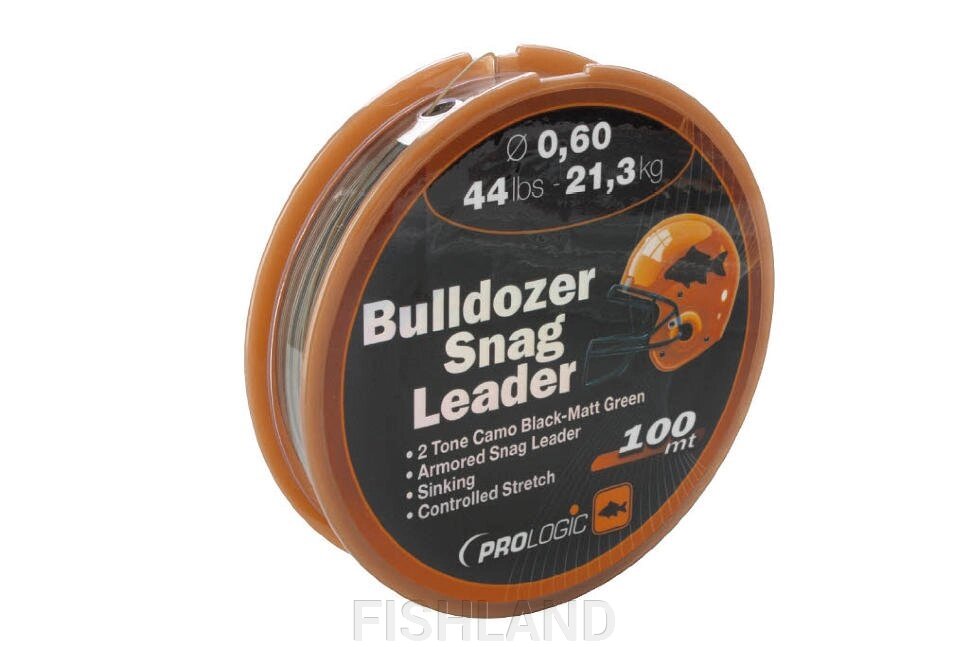 Шок-лидер, камуфлированный Prologic Bulldozer Snag Leader 100m# 24lbs 11.0kg 0.40mm Camo от компании FISHLAND - фото 1