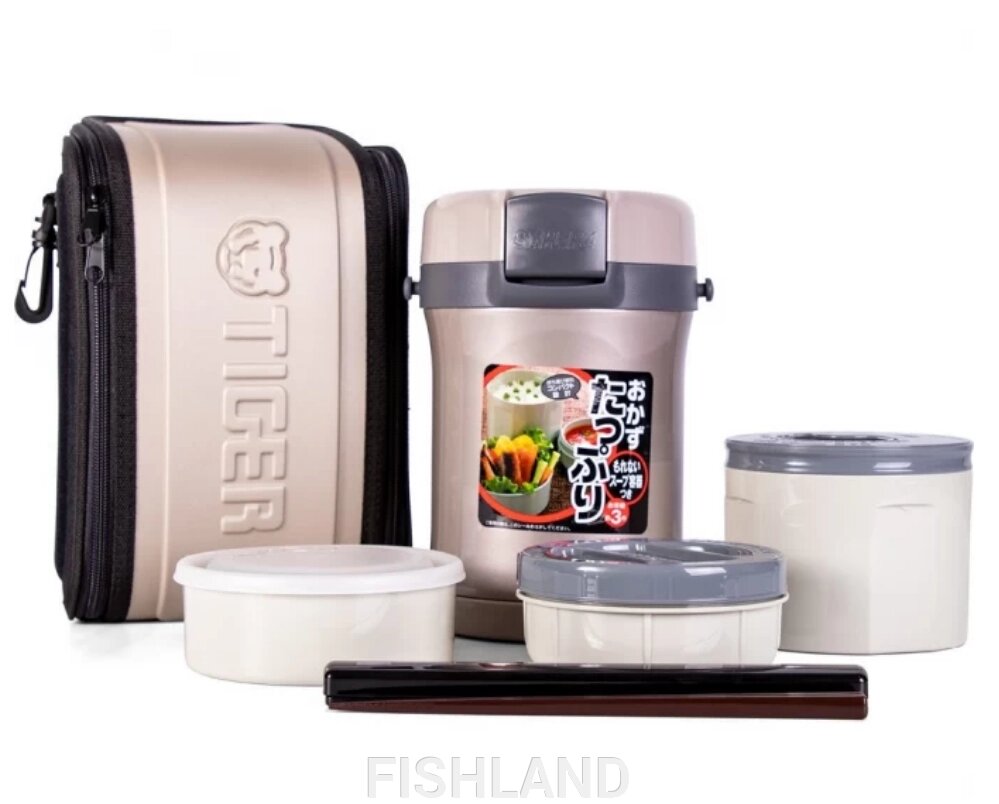 Термос для еды с контейнерами Tiger LWU-B170 Warm Silver от компании FISHLAND - фото 1