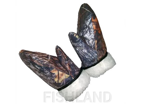 Варежки камуфлированные меховые от компании FISHLAND - фото 1
