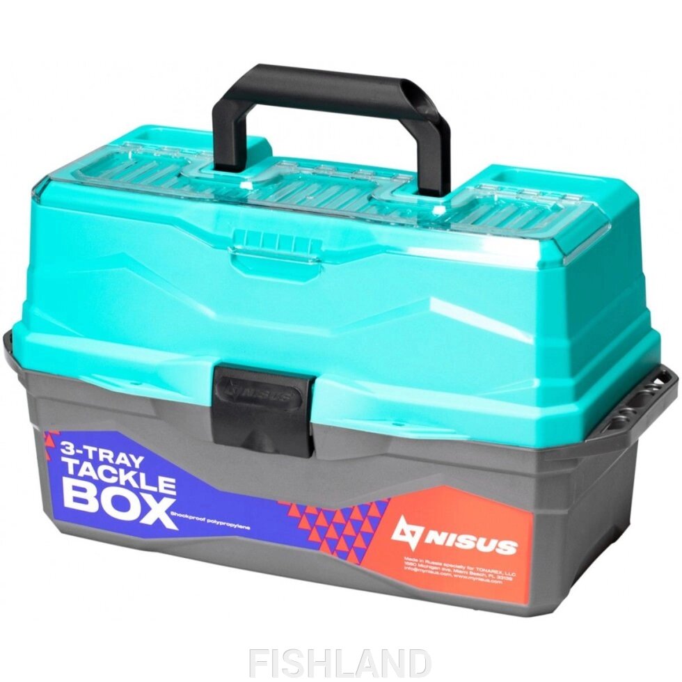 Ящик для снастей Tackle Box трехполочный NISUS бирюзовый (N-TB-3-Т) от компании FISHLAND - фото 1