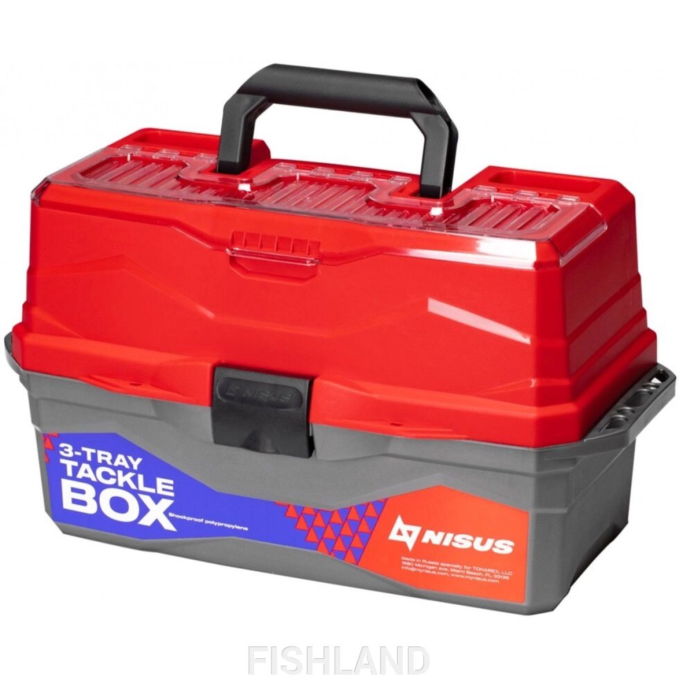 Ящик для снастей Tackle Box трехполочный NISUS красный (N-TB-3-R) от компании FISHLAND - фото 1