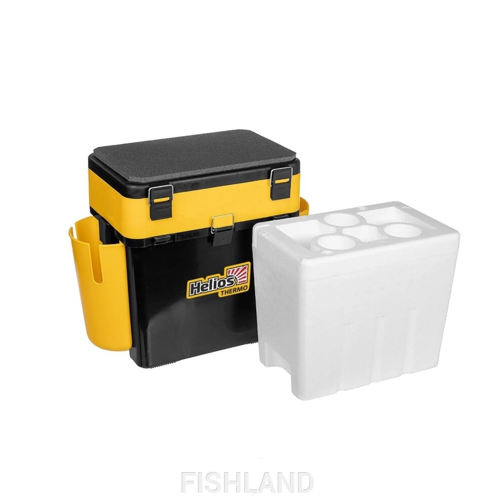 Ящик FishBox Thermo с термоконтейнером (19л/8,5л) черно-желтый Helios (T-FB-T-19-8-BY) от компании FISHLAND - фото 1