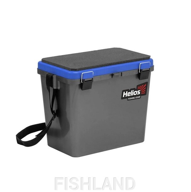 Ящик рыболовный зимний односекционный серый/синий Helios (HS-IB-19-GB-1) от компании FISHLAND - фото 1