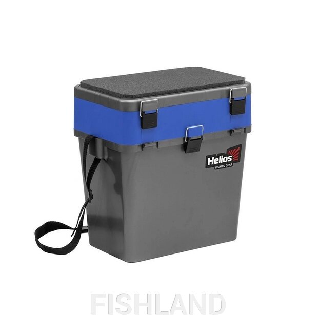 Ящик рыболовный зимний серый/синий Helios (HS-IB-19-GB) от компании FISHLAND - фото 1