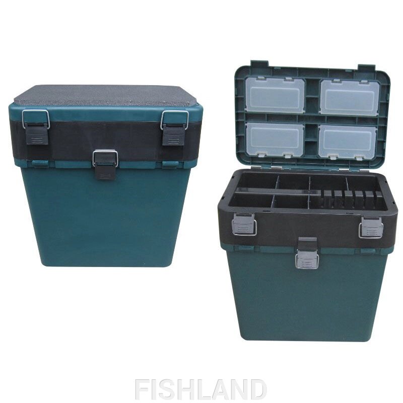 Ящик зимний HELIOS 19л, Зеленый пластик (Тонар) от компании FISHLAND - фото 1