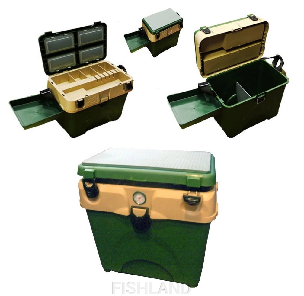 Ящик зимний рыболовный A-Elita Box (зелено-бежевый) от компании FISHLAND - фото 1