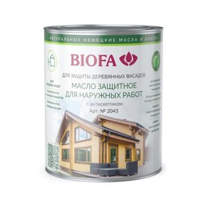 BIOFA 2043 Масло защитное для наружных работ с антисептиком 1 л