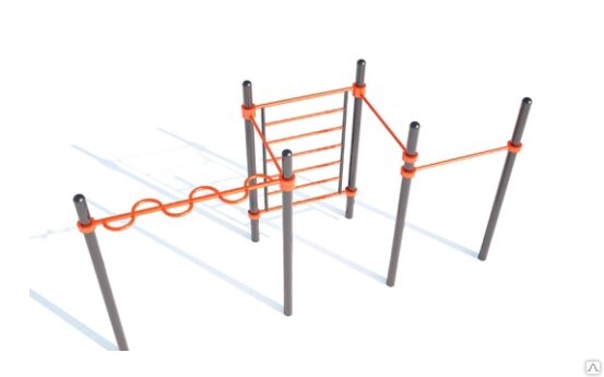 Секция из змейки, шведской лестницы и трех высоких перекладин Aw-023 от компании ООО "ДАРСТРОЙ" - фото 1