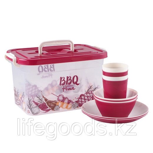 "BBQ TIME" набор для пикника на 4 персоны 13 предметов арт. С80943 / 80943 от компании Интернет магазин товаров для дома, сада, отдыха и посуды - LifeGoods - фото 1