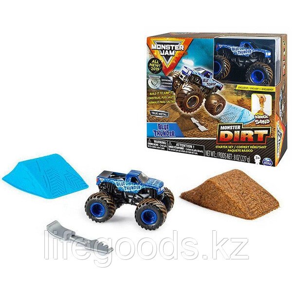 Monster Jam 6045198-BLU Монстр Джем Blue Thunder игровой набор с машинкой и кинетическим песком от компании Интернет магазин товаров для дома, сада, отдыха и посуды - LifeGoods - фото 1