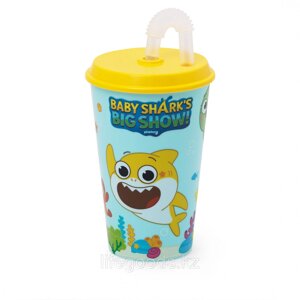 Стакан "Baby Sharks Big Show" с крышкой и трубочкой М8480