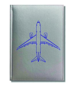 Ежедневник недатированный с изображением самолета Boeing B787, серебристый цвет