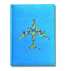 Ежедневник недатированный с изображением самолета из мелких самолетиков, голубой цвет