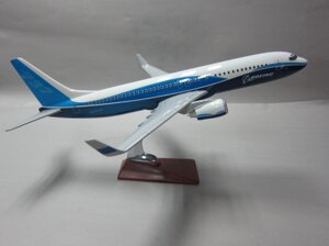 Модель самолета Boeing 737-800 в фирменной раскраске авиастроительной компании Boeing, масштаб 1/90