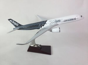 Модель самолета Airbus A350 XWB в демонстрационной раскраске авиастроительной компании Airbus, масштаб 1/140