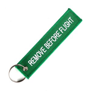 Брелок-ремувка Remove before flight, зеленый/белый цвет