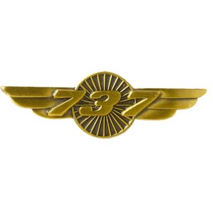 Значок Boeing 737 с крыльями, золотистый цвет