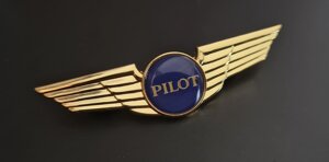 Значок Pilot с крыльями, золотистый цвет
