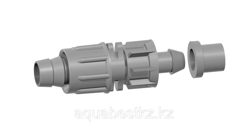 Фитинг ПНД с резинкой для капельной ленты d-16 с поджимной гайкой и уплотнителем (старт-коннектор с ПЭ трубы) от компании Aquabest - фото 1