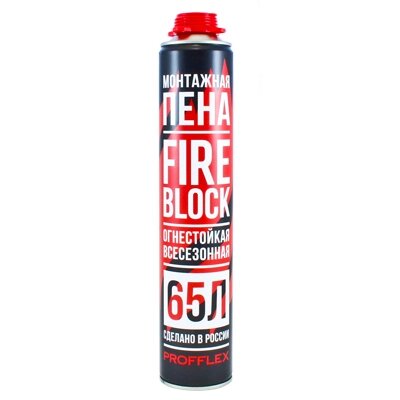 Пена противопожарная PROFFLEX FIRE BLOCK всесезонная 850 мл (65л) арт. 00225 (12) от компании Selectus - фото 1