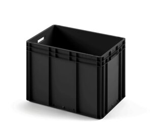 Пластиковый ящик 600х400х420 (ЕС-6442) черный с усиленным дном