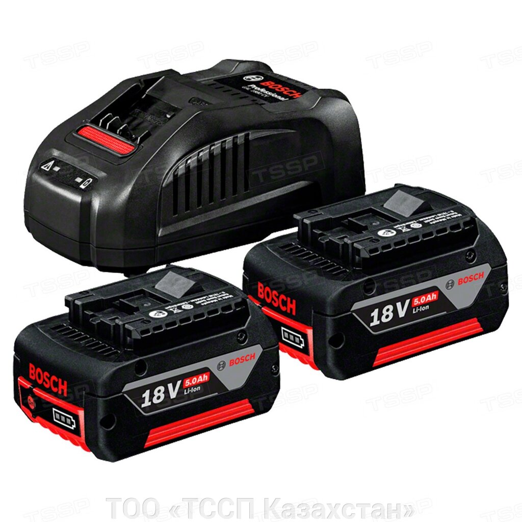 Набор аккумуляторов Bosch GBA 18V 5.0Ah Li-ion 2шт. + зарядное устройство GAL 1880 CV 18V 8А Li-ion от компании ТОО «ТССП Казахстан» - фото 1