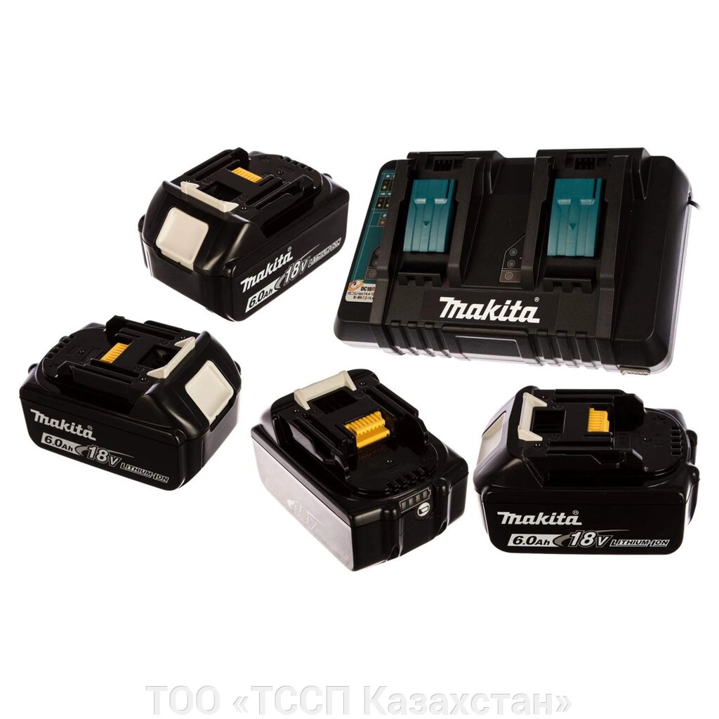 Набор аккумуляторов Makita BL1860B "LXT" 18V 6.0Ah Li-ion 4шт. + зарядное устройство DC18RD "LXT" 7.2-18V 9А от компании ТОО «ТССП Казахстан» - фото 1