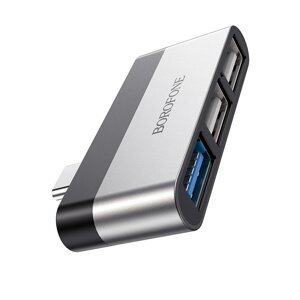 Адаптер borofone DH1 type-C на USB 3,0, 2 USB 2.0